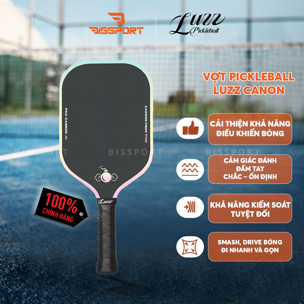 Vợt Pickleball Luzz Canon Chính Hãng - Hồng - Kiểm Soát Bóng - Tăng Độ Xoáy - Tấn Công Mạnh Mẽ - Mỡ Rộng Điểm Ngọt