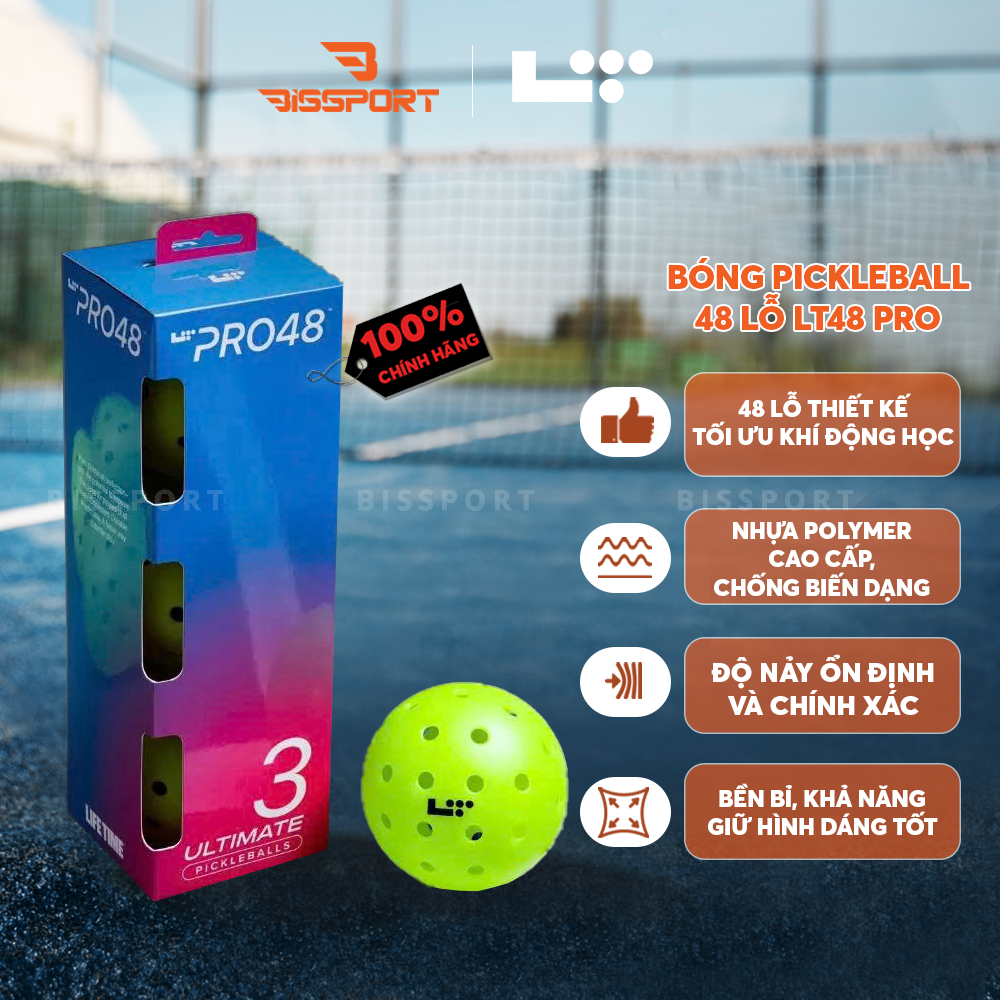 Hộp 3 Quả Bóng Pickleball LT48 Pro Chính Hãng - Đường Bay Chuẩn – Cảm Giác Đánh Chắc Tay - Chất Liệu Polymer