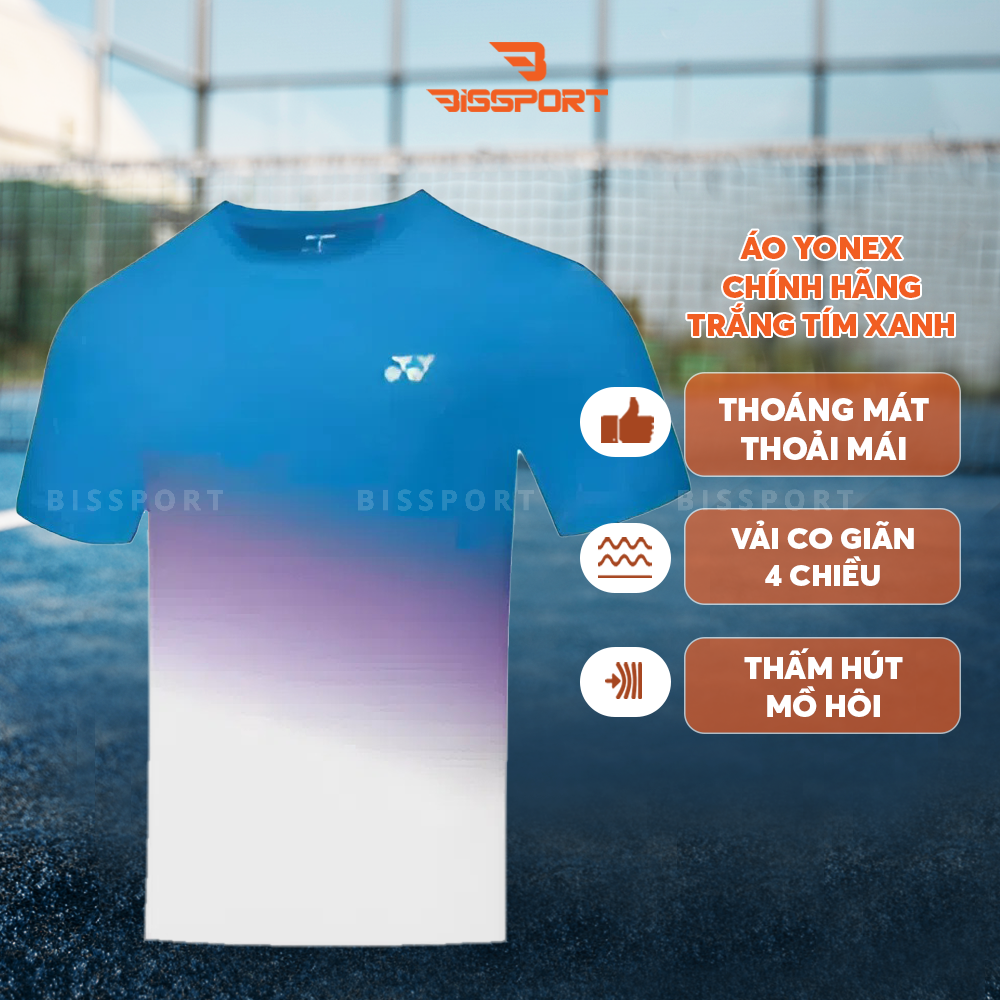 Áo Thể Thao Cầu Lông Yonex Trắng Tím Xanh (TRM3241RW3ZZ-DIREBL-SZZZ) Chính Hãng - Thoáng Khí Nhanh Khô - Co Giản 4 Chiều