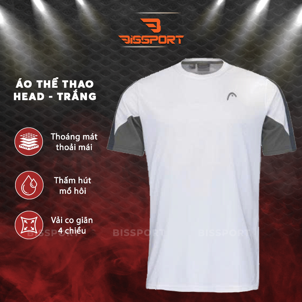Áo Thể Thao Pickleball HEAD Chính Hãng - TRẮNG - Thoáng Khí, Nhanh Khô, Tối Ưu Hiệu Suất Thi Đấu - Bền Bỉ - Nhẹ