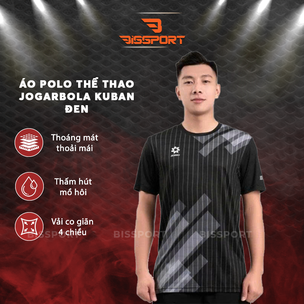 Áo Thể Thao Pickleball/Tennis POLA Pickleball JOGARBOLA KUBAN Chính Hãng - ĐEN - Thoáng Khí, Nhanh Khô - Bền Bỉ - Nhẹ