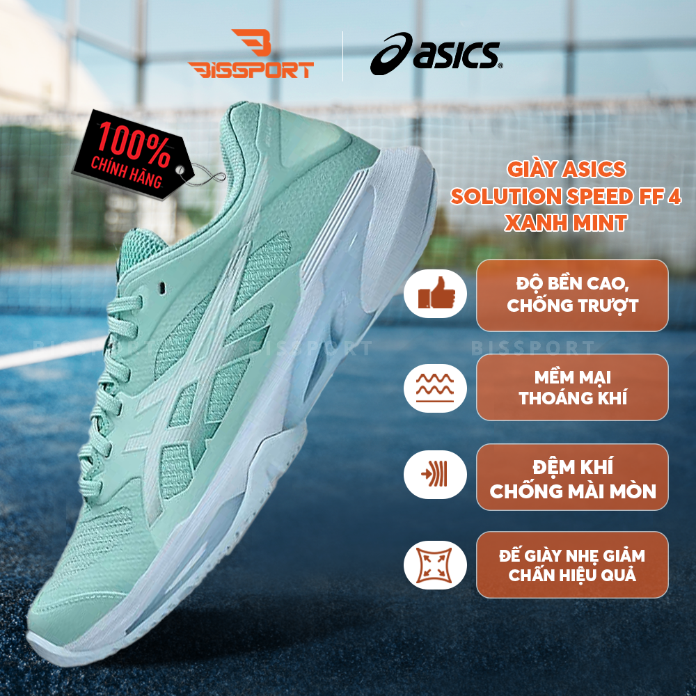 Giày Pickleball / Tennis ASICS Solution Speed FF 4 Xanh Mint Chính Hãng Siêu Nhẹ - Linh Hoạt - Bền