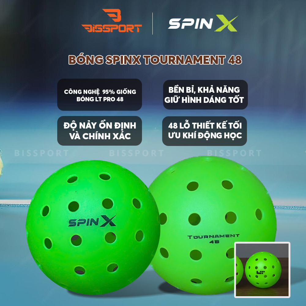 Quả Bóng Pickleball Spinx Tournament 48 Chính Hãng - Độ Bền Ổn Định - 48 Lỗ - Đường Bay Chuẩn - Cảm Giác Đánh Chắc Tay