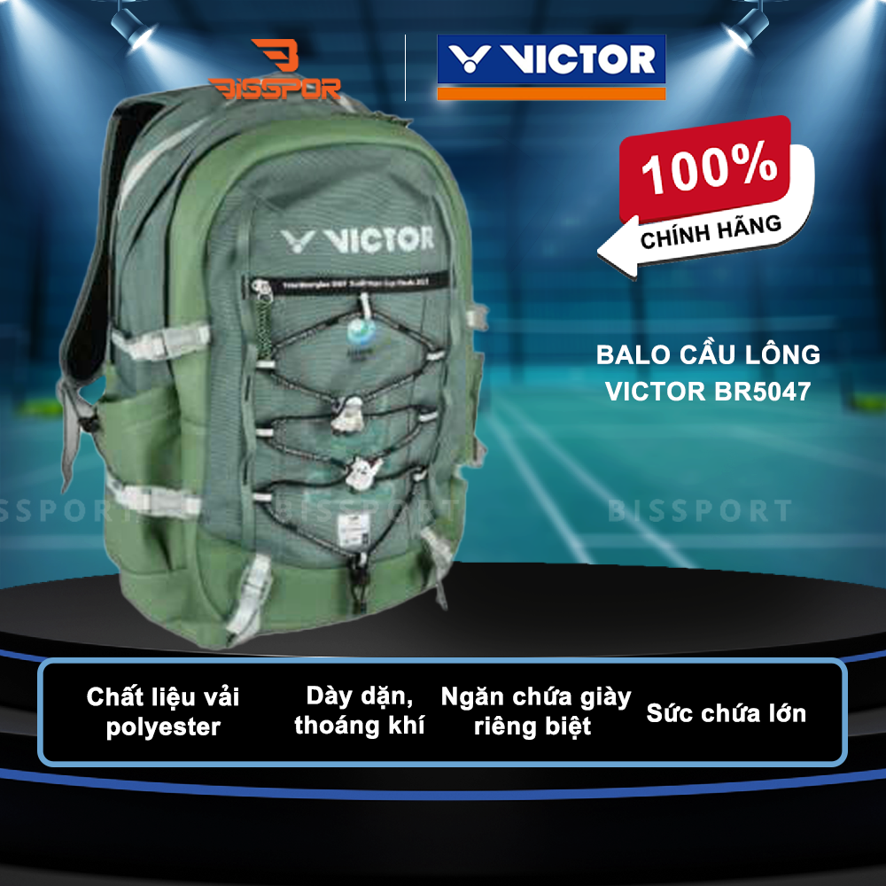 Balo Cầu Lông Victor BR5047 Chính Hãng - Xanh Lá - Tiện Dụng - Chắc Chắn - Nhẹ - Ổn Định - Có Ngắn Đựng Vợt Riêng