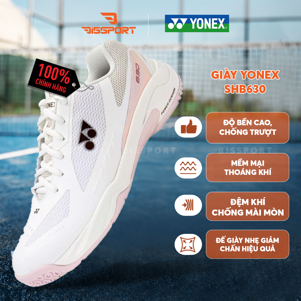 Giày Cầu Lông Yonex SHB630 Chính Hãng - Trắng Hồng (696) - Nhẹ, Êm, Di Chuyển Linh Hoạt - Bền Bỉ - Ổn Định