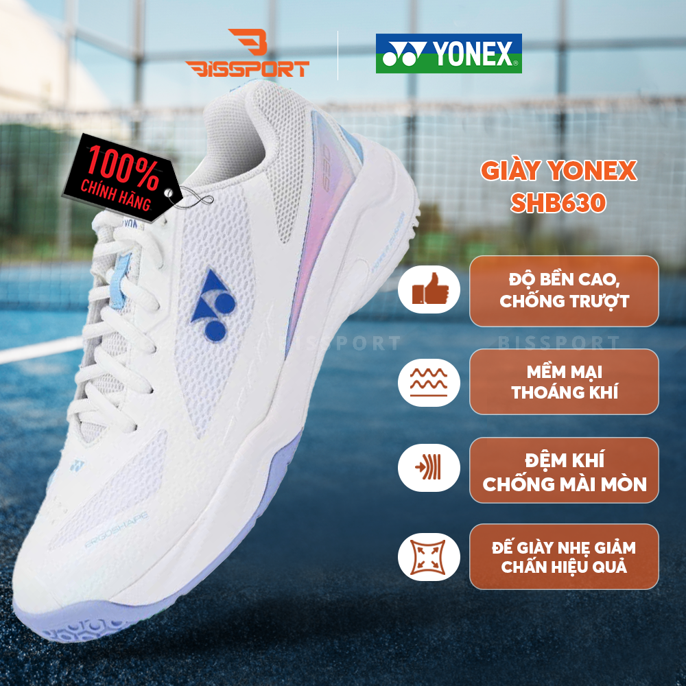 Giày Cầu Lông Yonex SHB630 Chính Hãng - Trắng Xanh Tím (552) - Nhẹ, Êm, Di Chuyển Linh Hoạt - Bền Bỉ - Ổn Định