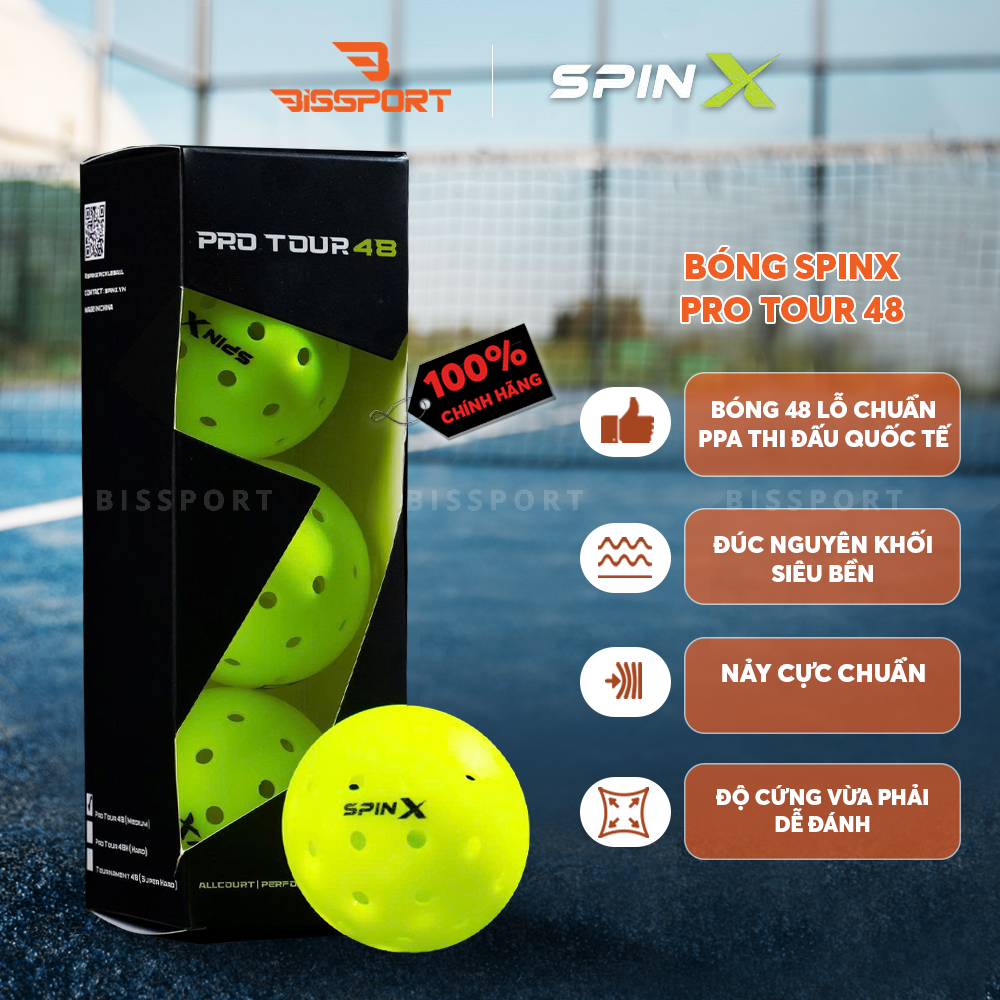 Quả Bóng Pickleball SpinX Pro Tour 48 Chính Hãng - Độ Bền Bỉ Cao - Bay Ổn Định - Chuẩn Thi Đấu - Nhám - Nhẹ