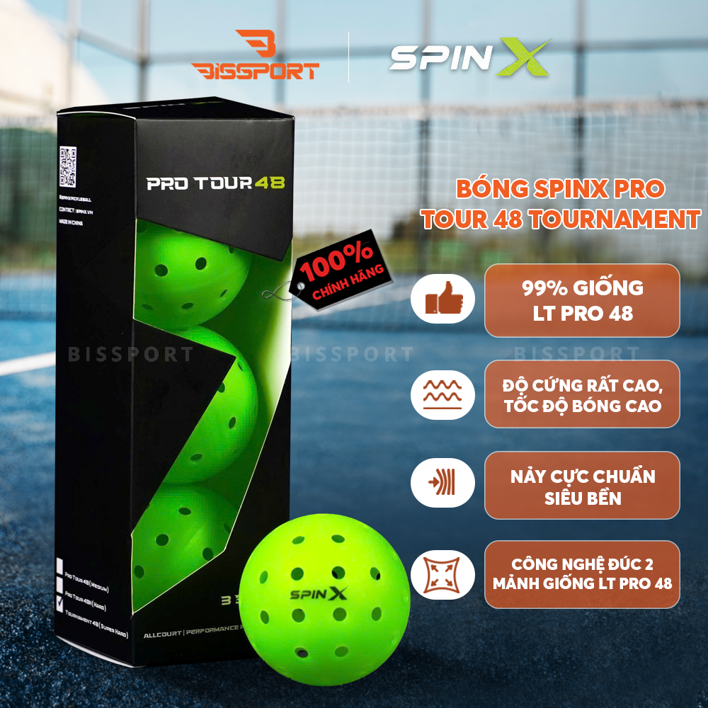 Quả Bóng Pickleball SpinX Tournament 48 Chính Hãng - 48 Lỗ - Bền - Đường Bay Ổn Định - Kiểm Soát - Cảm Giác Đánh Chắc