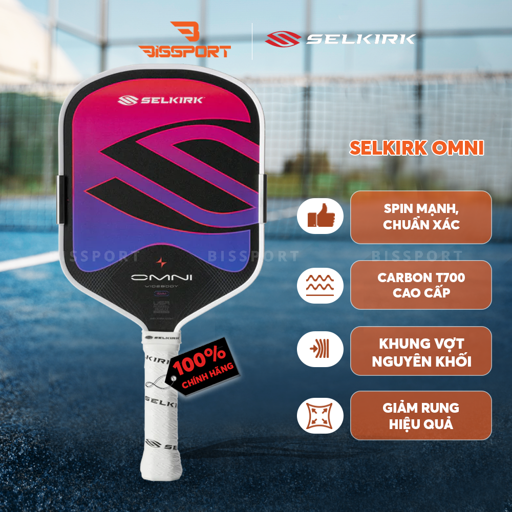 Vợt Pickleball Selkirk OMNI Chính Hãng - Elongate - Tím - Lõi Foam - Tăng Độ Ổn Định - Mặt Carbon Bền Bỉ - Ổn Định