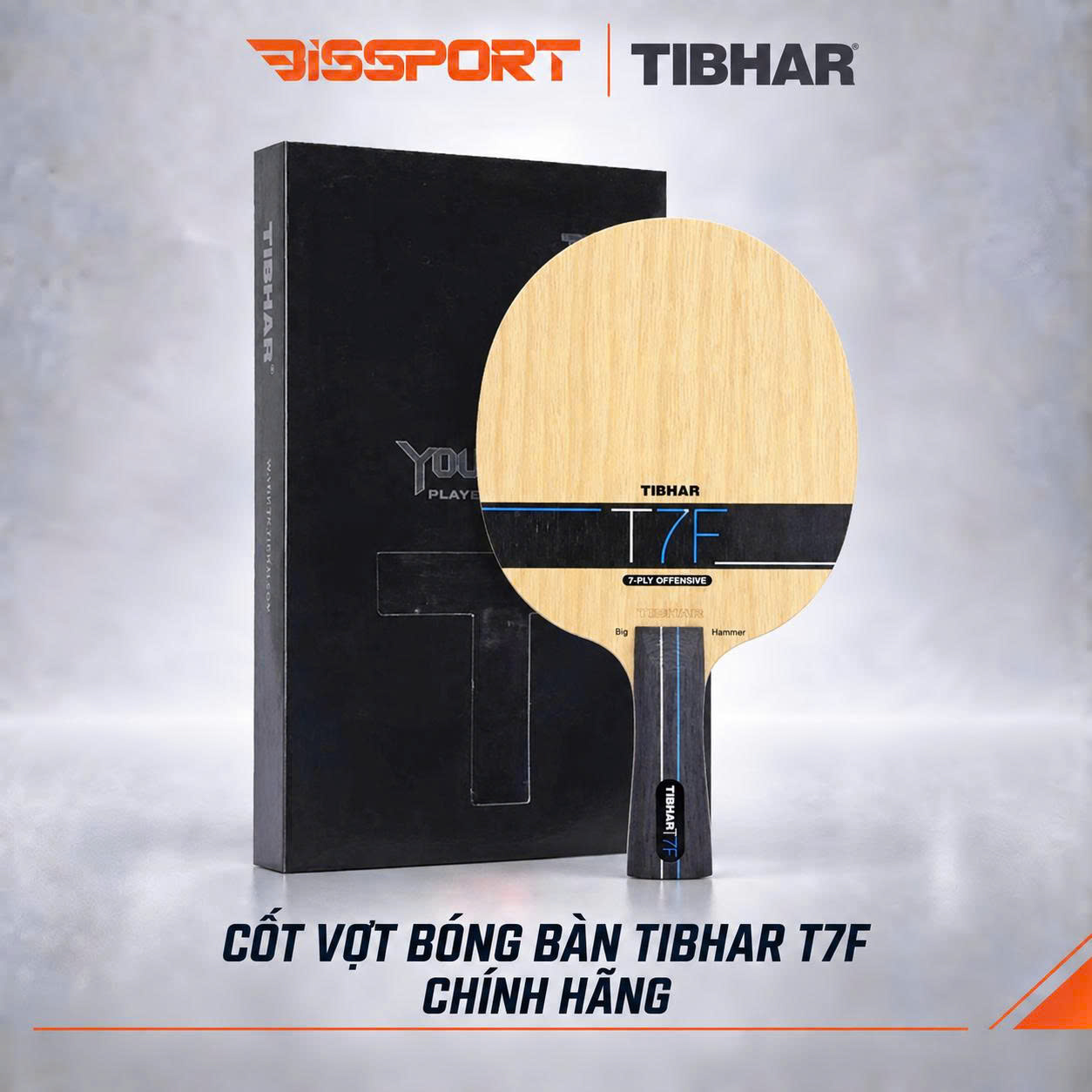 Cốt Vợt Bóng Bàn TIBHAR T7F FL Chính Hãng - 5 Gỗ + 2 Carbon - Inner Carbon - Kiểm Soát Tốt - Tấn Công Mạnh Mẽ - Tốc Độ