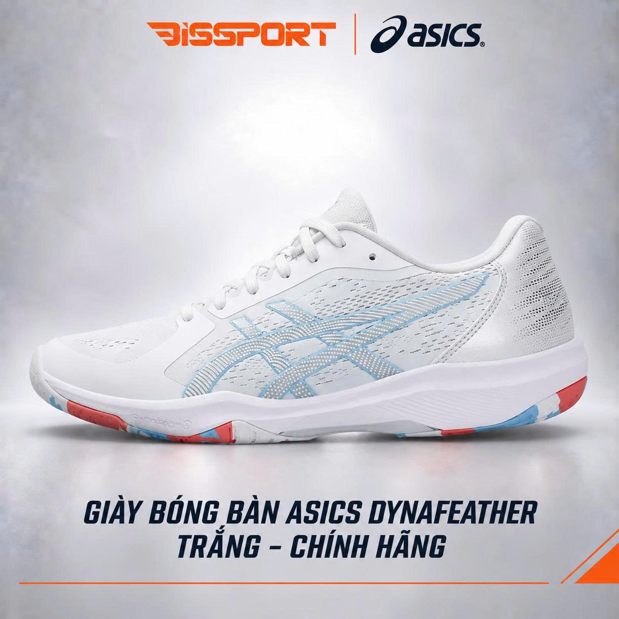 Giày Bóng Bàn Asics Dynafeather Trắng Chính Hãng - Giảm Chấn Tốt, Độ Đàn Hồi Và Ổn Định Tạo Cảm Giác Mềm Mại Dễ Chịu