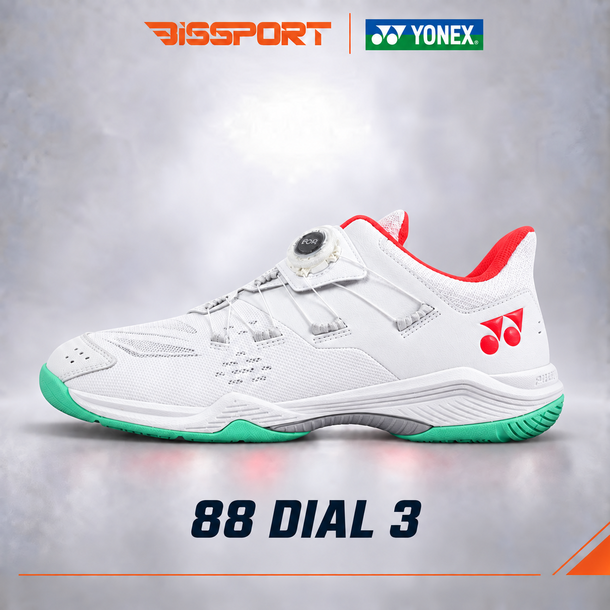 Giày Cầu Lông Yonex 88D3 Trắng Xanh Lá Chính Hãng - Thiết Kế Ấn Tượng, Khóa Boa Tiện Lợi, Chống Trượt Linh Hoạt