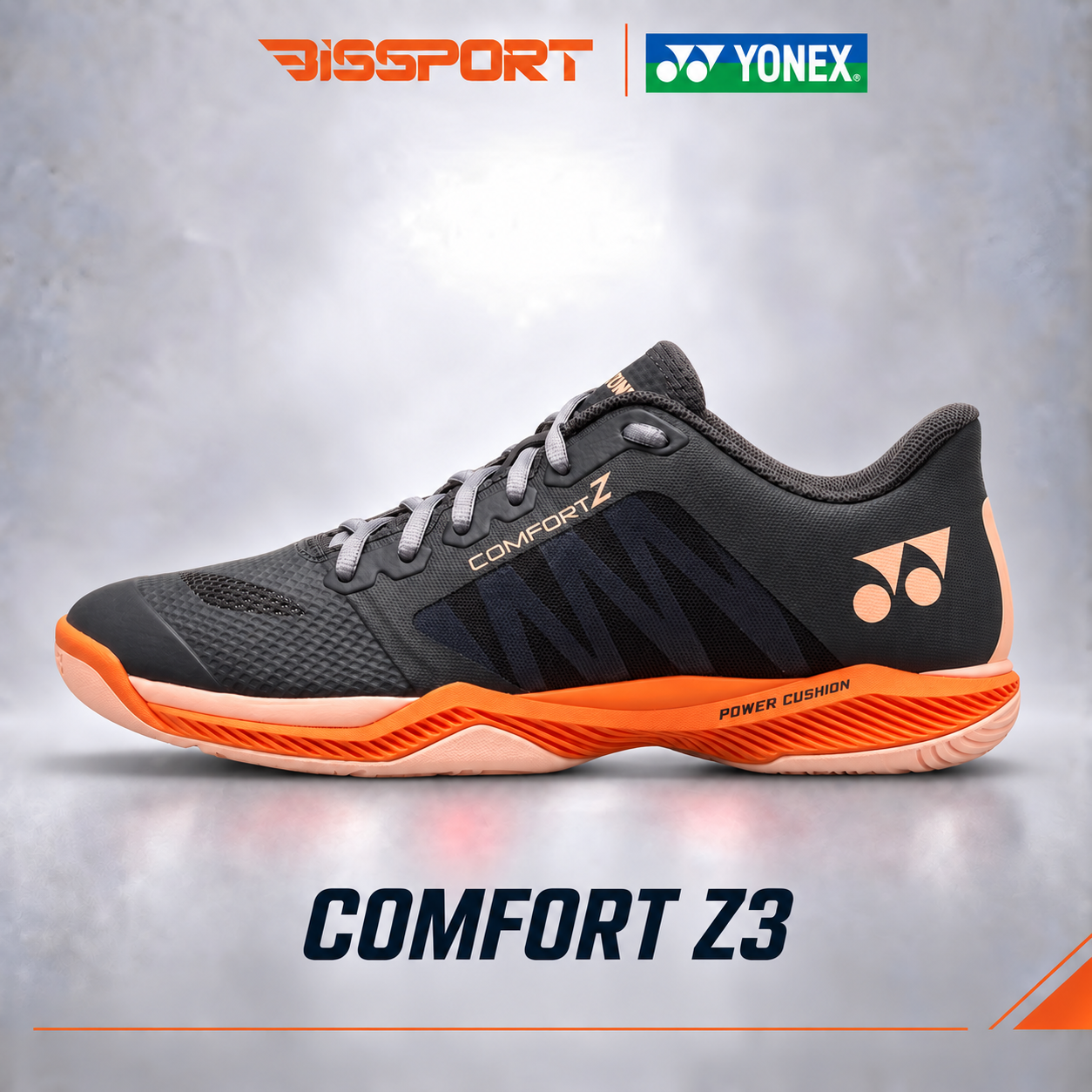 Giày Cầu Lông Yonex Comfort Z3 2025 Đen Cam Chính Hãng – Êm Mềm, Bám Sàn Tốt, Nhẹ Chân, Giảm Chấn Toàn Diện