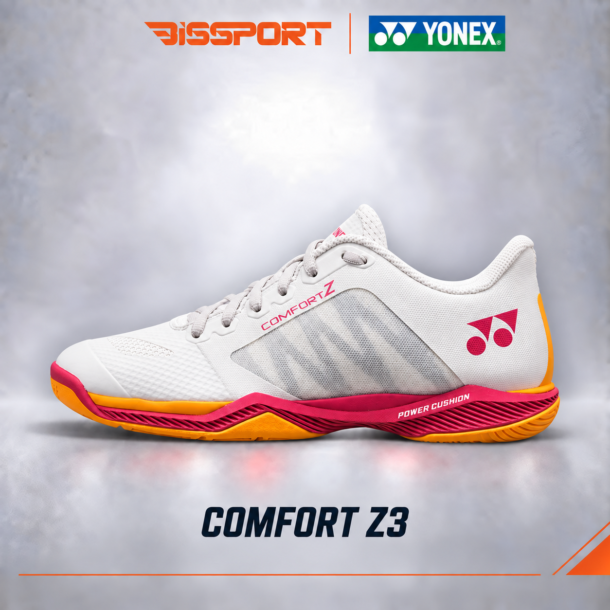 Giày Cầu Lông Yonex Comfort Z3 2025 Trắng Cam Chính Hãng – Êm Mềm, Bám Sàn Tốt, Nhẹ Chân, Giảm Chấn Toàn Diện
