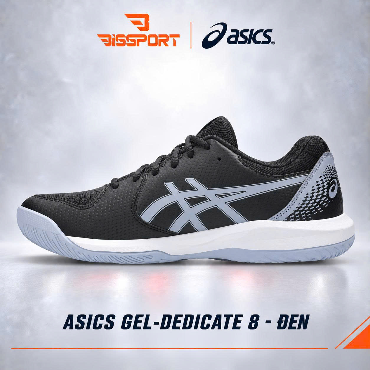 Giày Tennis/Pickleball ASICS Dedicate 8 Chính Hãng - Đen - Nhẹ, Bám Sân - Công Nghệ GEL™ Giảm Chấn - Thoáng Khí