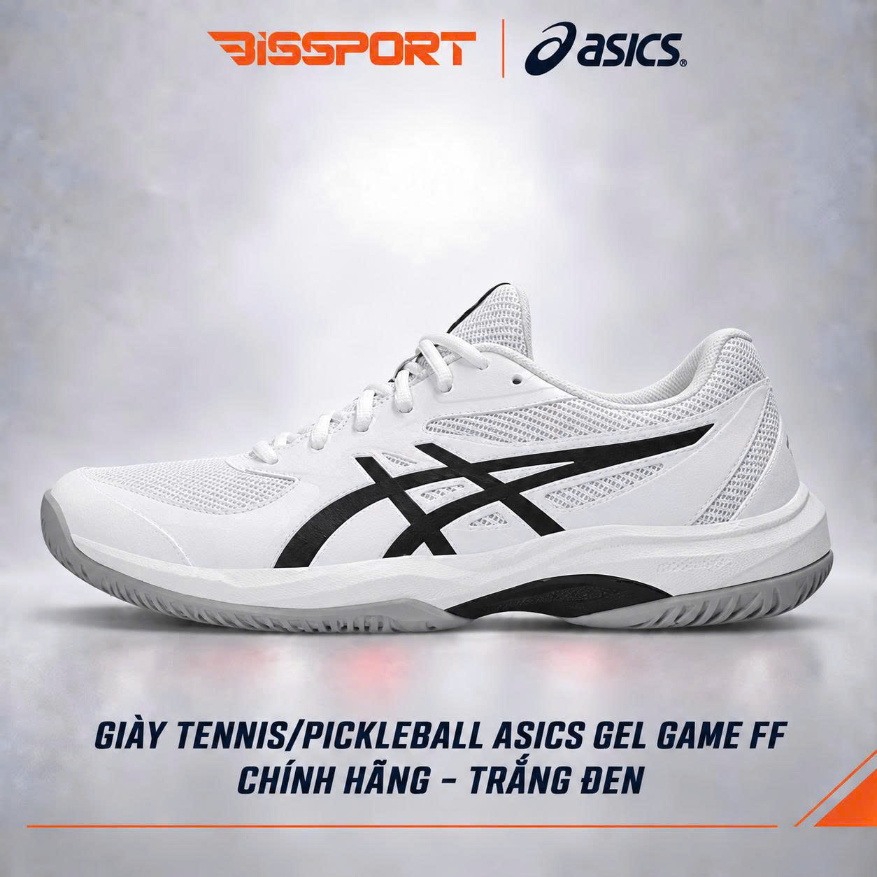 Giày Tennis/Pickleball ASICS GAME FF Chính Hãng – Trắng Đen – Nhẹ, Bám Sân – Công Nghệ GEL™ Giảm Chấn – Thoáng Khí
