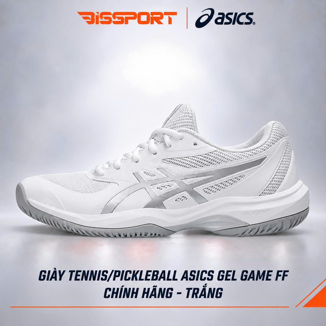 Giày Tennis/Pickleball ASICS GAME FF Chính Hãng – Trắng – Nhẹ, Bám Sân – Công Nghệ GEL™ Giảm Chấn – Thoáng Khí