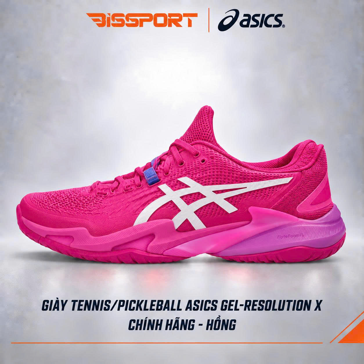 Giày Tennis/Pickleball Asics Gel Resolution X Chính Hãng - Hồng - Ổn Định - Thoáng Khí - Nhẹ Giảm Chấn - Bền Bỉ