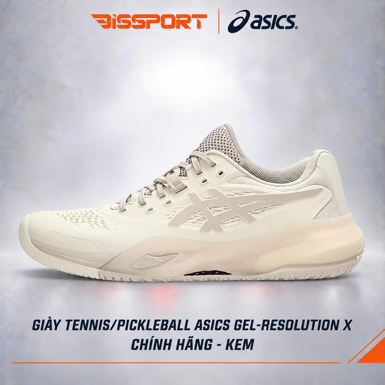 Giày Tennis/Pickleball Asics Gel Resolution X Chính Hãng - Kem - Ổn Định - Thoáng Khí - Nhẹ Giảm Chấn Tối Ưu - Bền Bỉ
