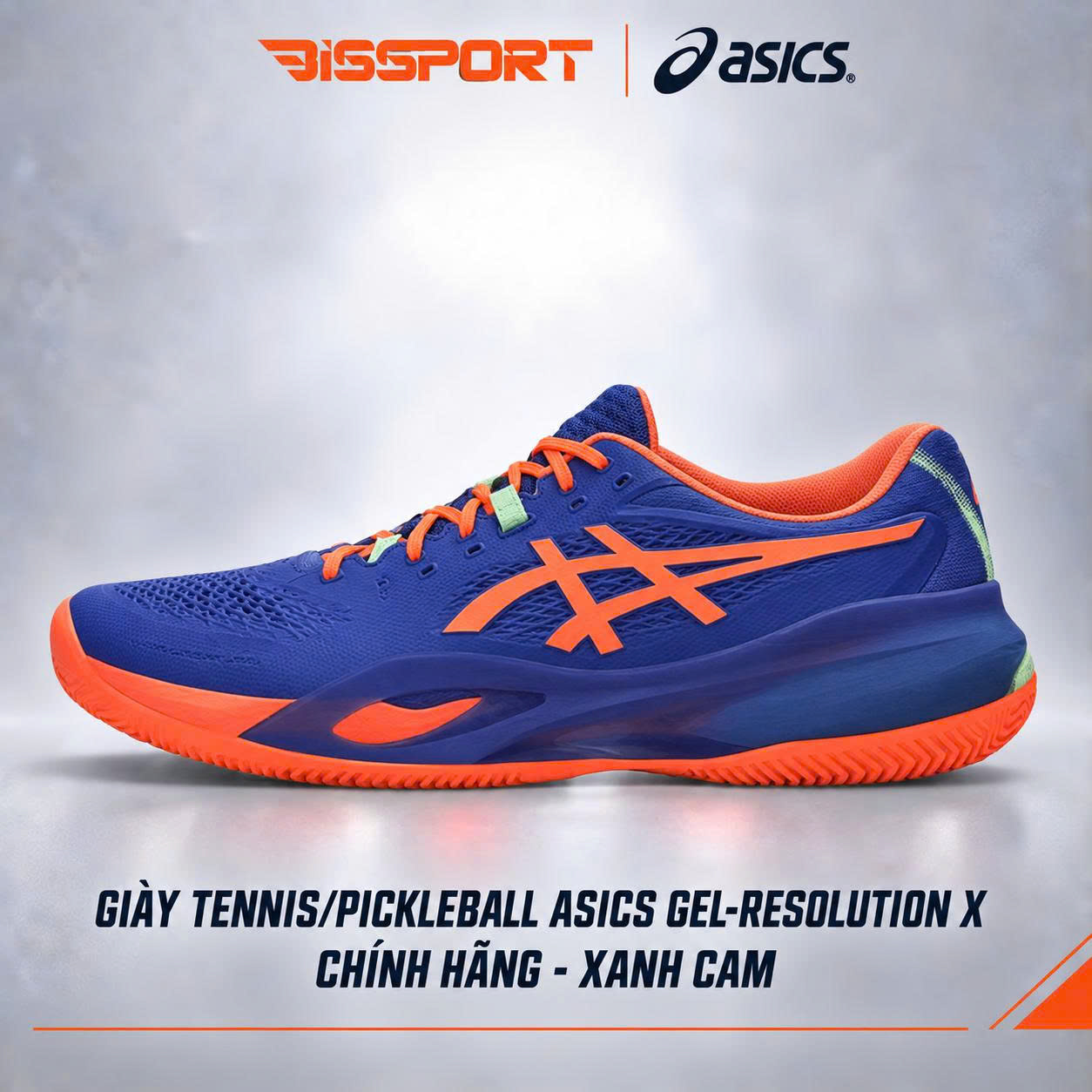 Giày Tennis/Pickleball Asics Gel Resolution X Chính Hãng - Xanh Cam - Ổn Định - Giảm Chấn Vượt Trội - Bền