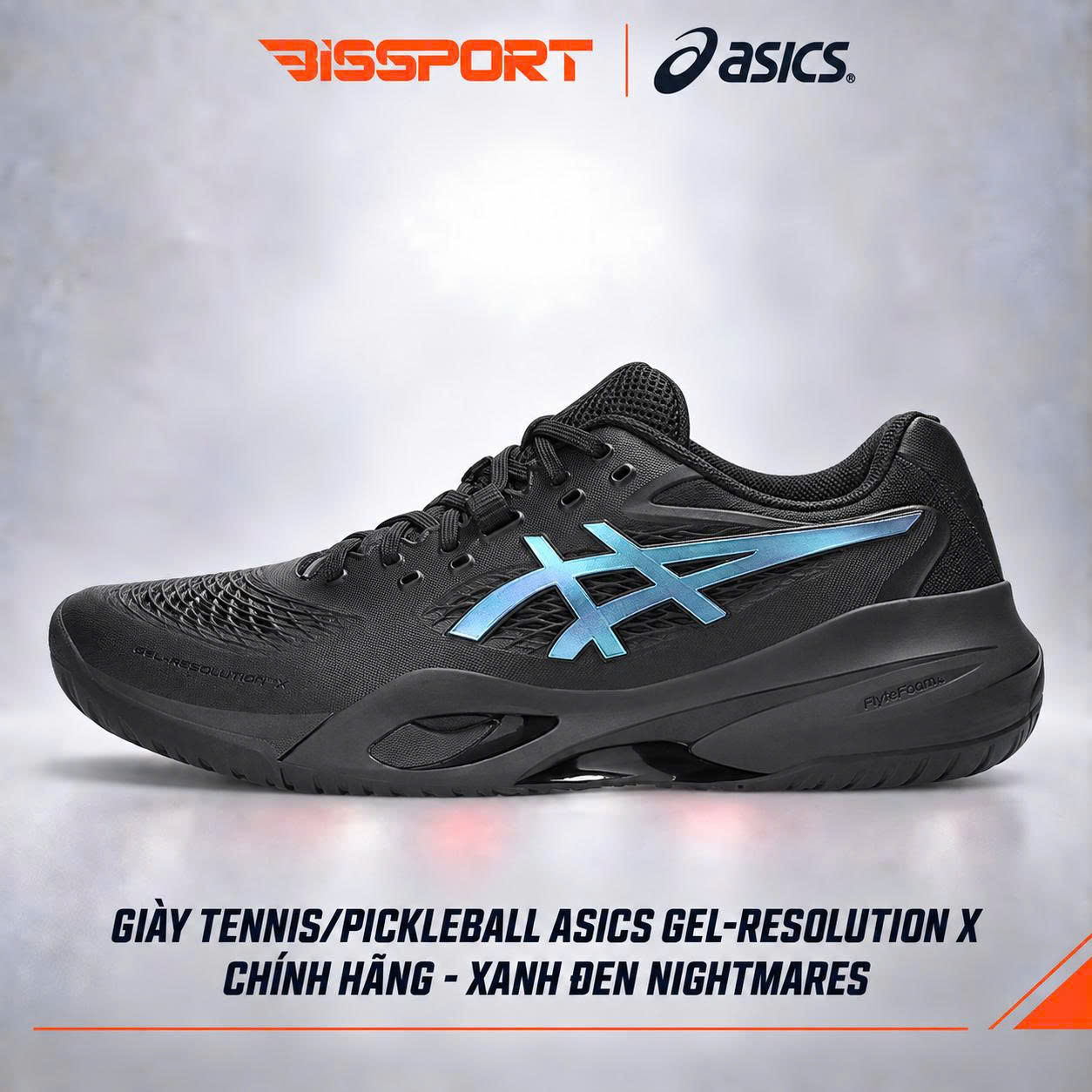 Giày Tennis/Pickleball Asics Gel Resolution X Chính Hãng - Xanh Đen Nighmare - Nhẹ - Giảm Chấn Vượt Trội - Siêu Bền