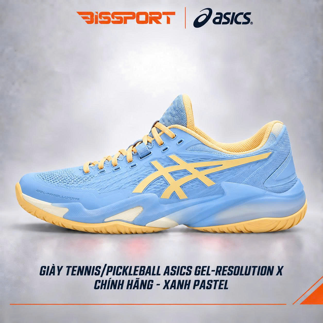 Giày Tennis/Pickleball Asics Gel Resolution X Chính Hãng - Xanh Pastel - Ổn Định - Thoáng Khí - Nhẹ Giảm Chấn - Bền Bỉ