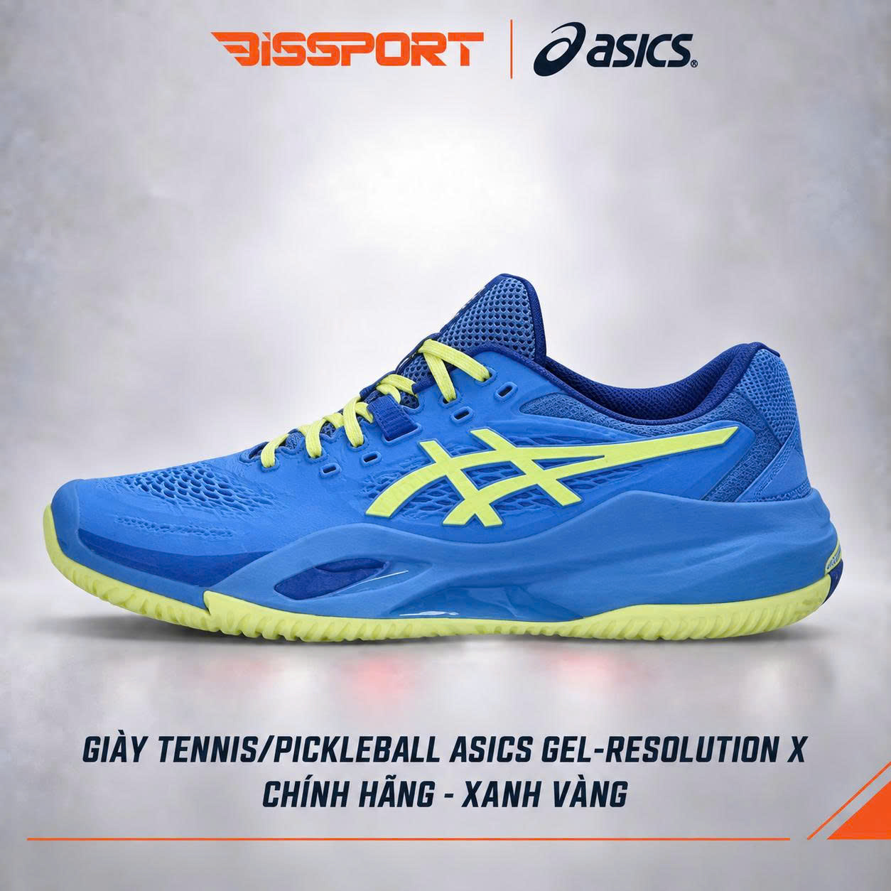 Giày Tennis/Pickleball Asics Gel Resolution X Chính Hãng - Xanh Vàng - Ổn Định - Thoáng Khí - Nhẹ Giảm Chấn - Bền Bỉ