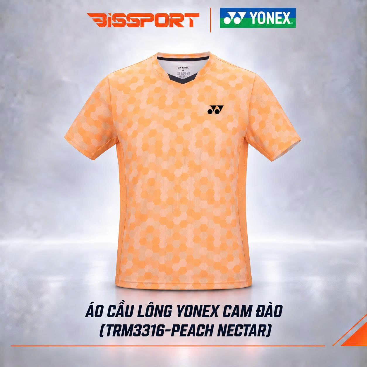 Áo Thể Thao Cầu Lông Yonex Cam Đào (TRM3316-PCHNTR) Chính Hãng - Thoáng Khí Nhanh Khô - Co Giản 4 Chiều - Bền Bỉ