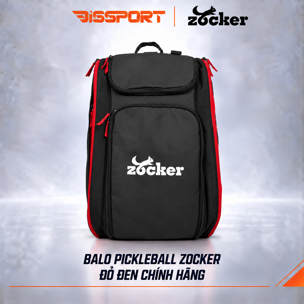 Balo Pickleball Zocker BL-VDV0525 Chính Hãng - Đỏ Đen - Ngăn Vợt 3–5 Cây, Có Ngăn Giày - Tiện Dụng - Bền Bỉ - Đa Năng