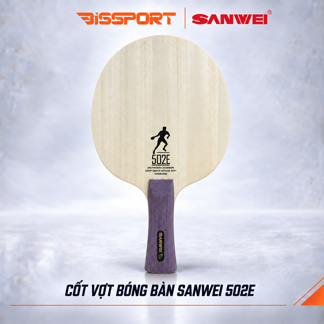 Cốt Vợt Bóng Bàn Carbon SANWEI 502E Chính Hãng - Cấu Trúc (5 Lớp Gỗ , 2 Lớp Carbon )