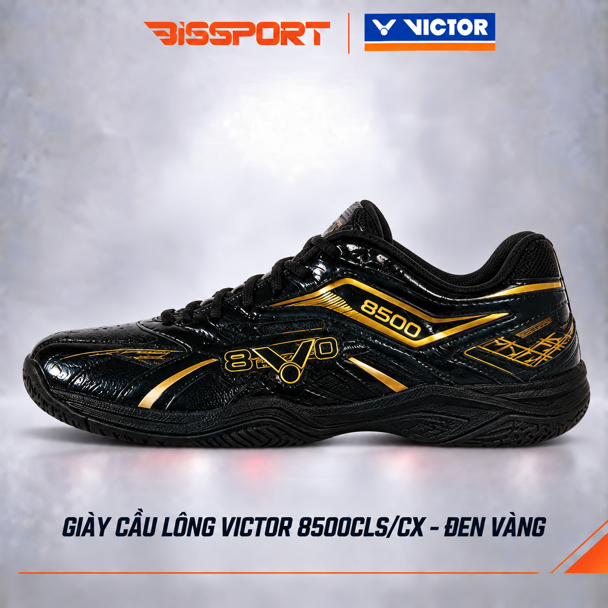 Giày Cầu Lông Victor 8500CLS/CX Chính Hãng - Đen - Form Ôm - Bám Sàn - Êm Chân - Chống Chấn - Bền Bỉ - Thoáng Khí