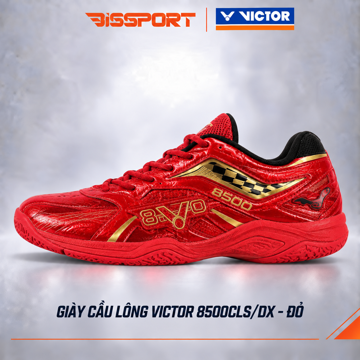 Giày Cầu Lông Victor 8500CLS/DX Chính Hãng - Đỏ - Form Ôm - Bám Sàn - Êm Chân - Chống Chấn - Bền Bỉ - Thoáng Khí