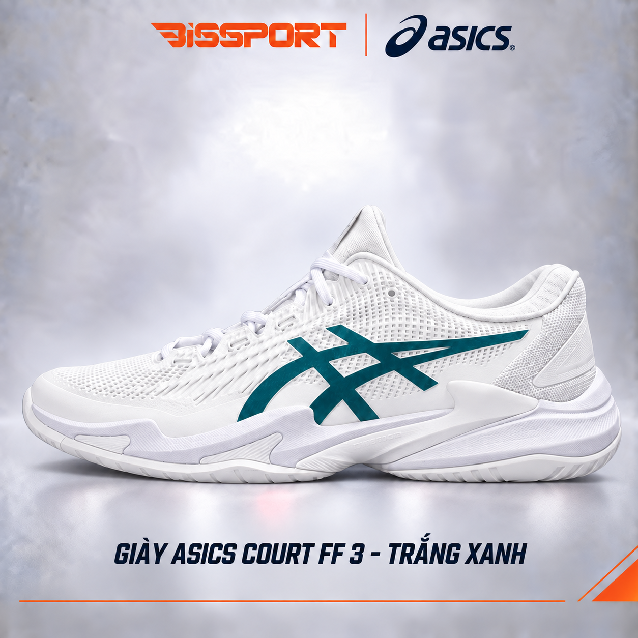 Giày Pickleball / Tennis ASICS Court FF3 Trắng Xanh Chính Hãng - Êm Ái, Ổn Định - Giảm Chấn - Siêu Bền