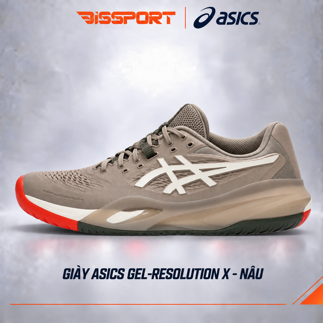 Giày Tennis/Pickleball Asics Gel Resolution X Chính Hãng - Nâu - Ổn Định - Giảm Chấn Vượt Trội - Bền