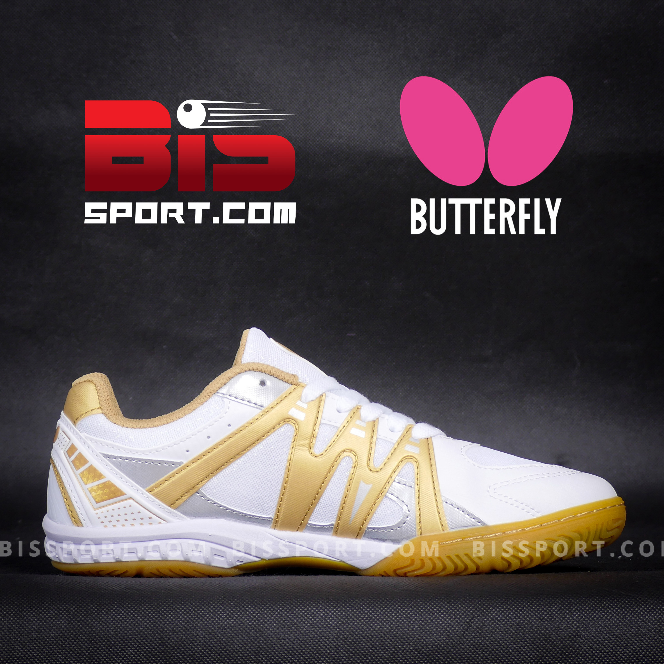 Giày Bóng Bàn Butterfly Lezoline 9 Chính Hãng - Màu Trắng Vàng - Cực Phẩm Đế Cao Su Siêu Bám Sân