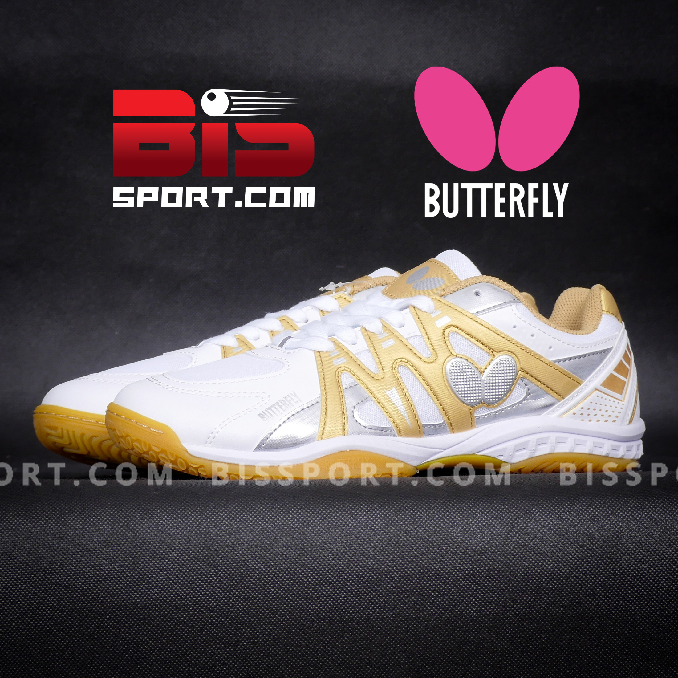 Giày Bóng Bàn Butterfly Lezoline 9 Chính Hãng - Màu Trắng Vàng - Cực Phẩm Đế Cao Su Siêu Bám Sân