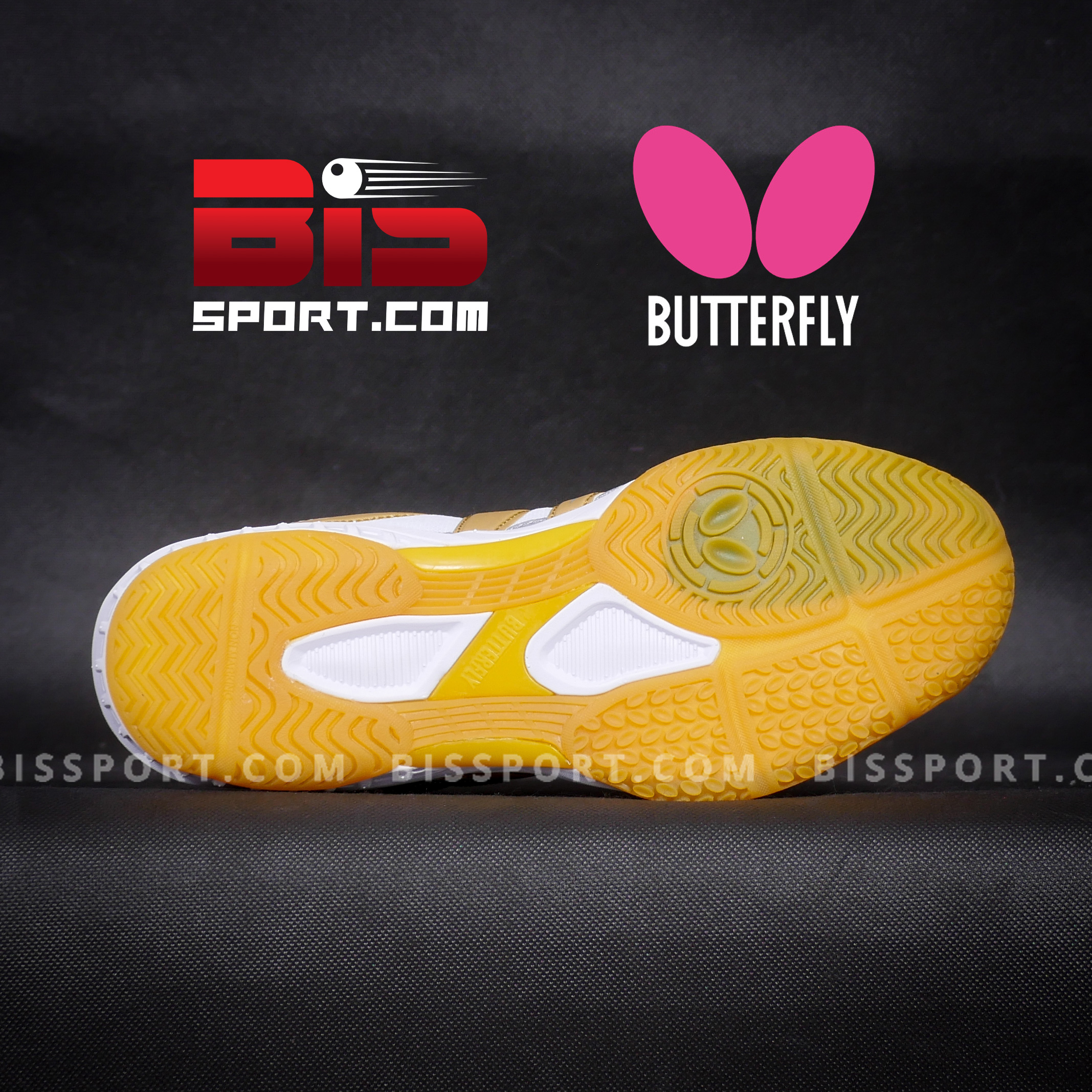 Giày Bóng Bàn Butterfly Lezoline 9 Chính Hãng - Màu Trắng Vàng - Cực Phẩm Đế Cao Su Siêu Bám Sân