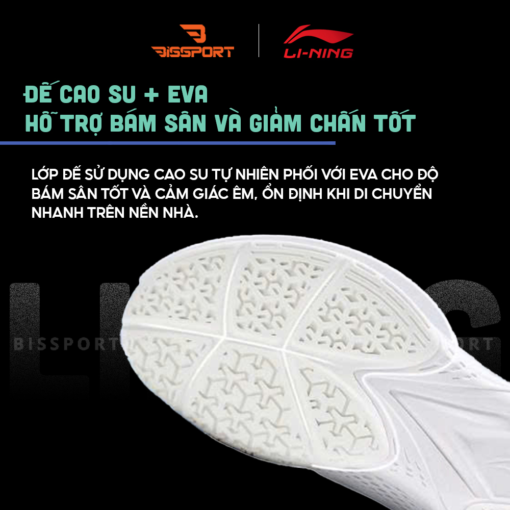 Giày Cầu Lông Lining AYTU001-9 Trắng Xanh Chính Hãng - Ôm Chân - Nhẹ Êm - Thông Thoáng - Bền Bỉ - Giảm Chấn
