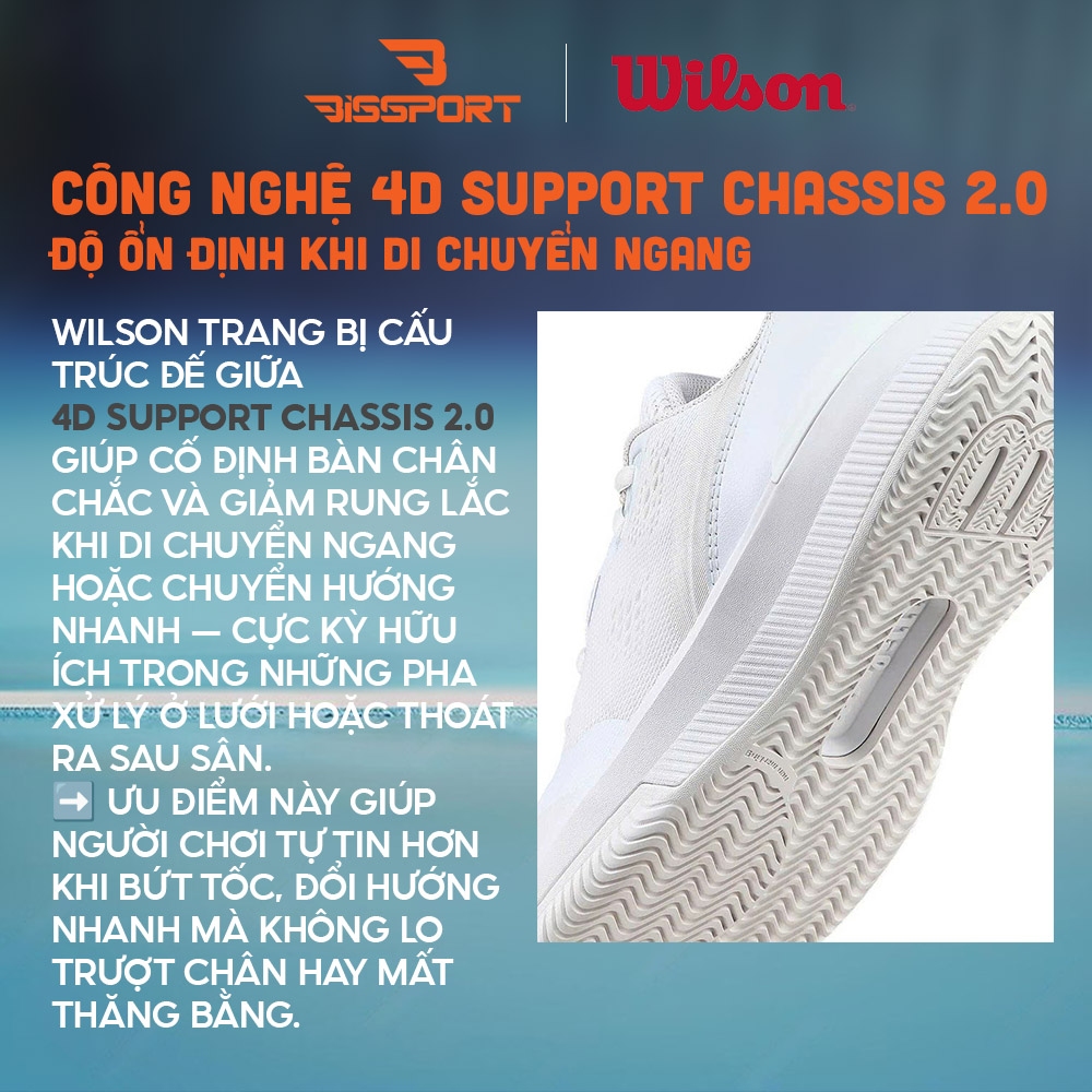 Giày Tennis/Pickleball Wilson INTRIGUE PRO Chính Hãng - Trắng Xanh Lá - Êm Ái, Ổn Định - Giảm Chấn - Bám Sàn