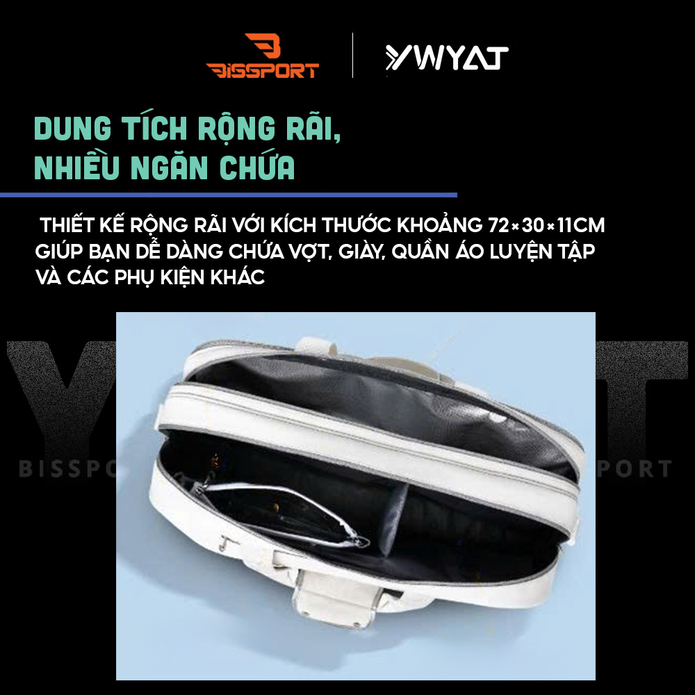 Túi Cầu Lông YWYAT 3366 Chính Hãng - Trắng - Sức Chứa Lớn - Có Ngăn Chứa Phụ Kiện - Bền Bỉ - Chống Nước Nhẹ