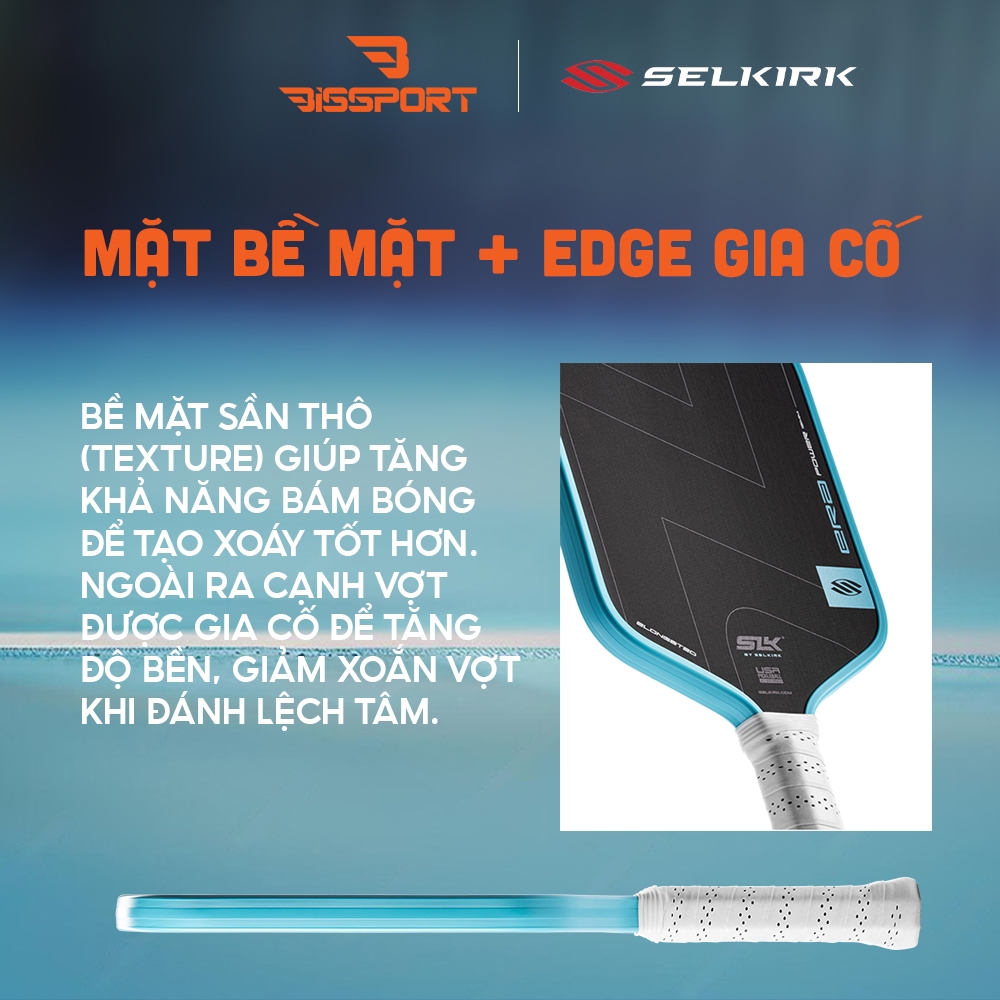 Vợt Pickleball SLK ERA Chính Hãng - 16mm - Xanh Dương - Bên Bỉ - Toàn Diện - Ổn Định - Độ Xoáy Bóng Cao - Mặt Siêu Nhám