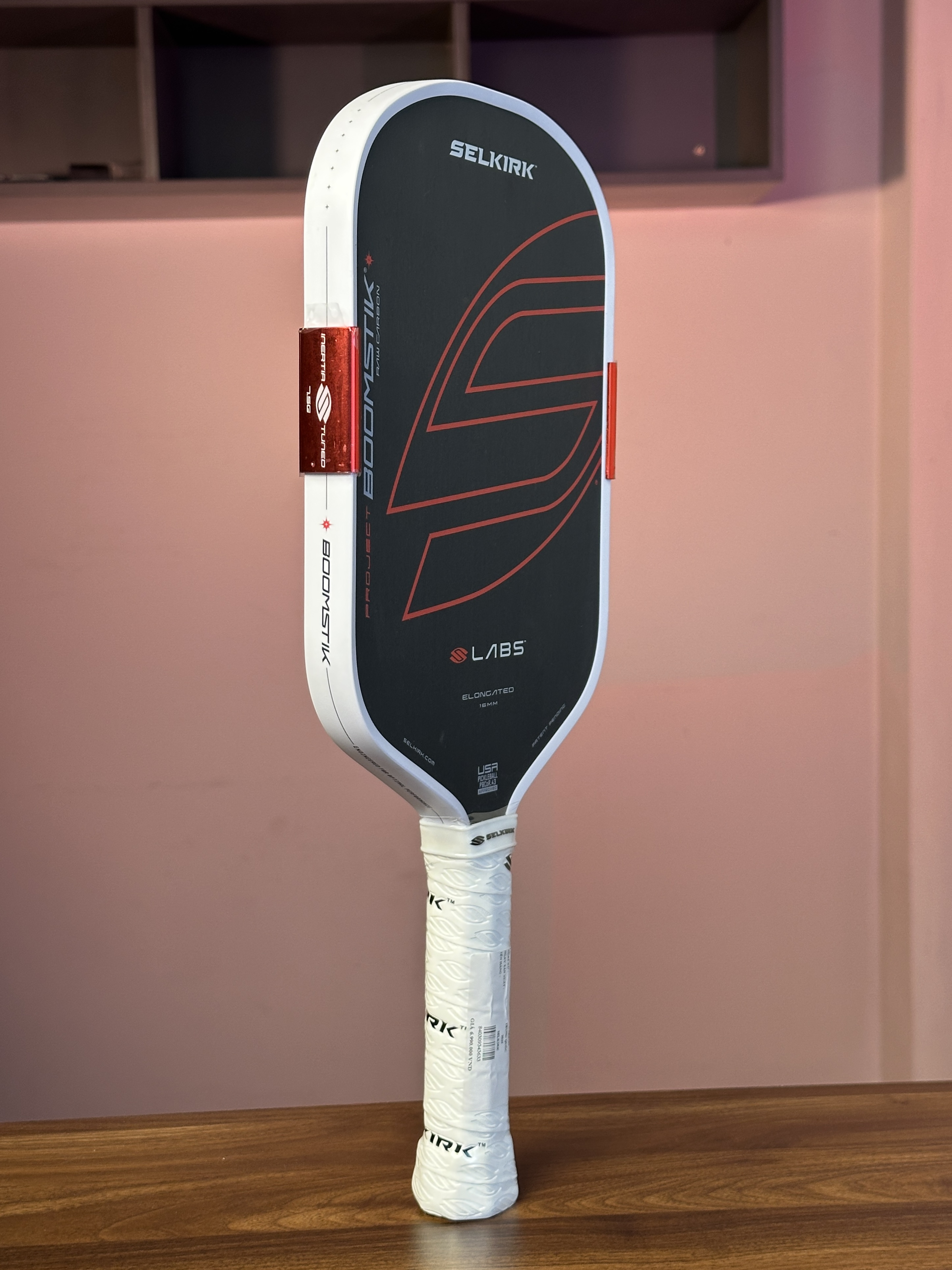 Vợt Pickleball Selkirk Boomstick Elongate ASIA Đen Đỏ Chính Hãng - 16mm - Kiểm Soát - Siêu Xoáy - Bền Bỉ - Ổn Định