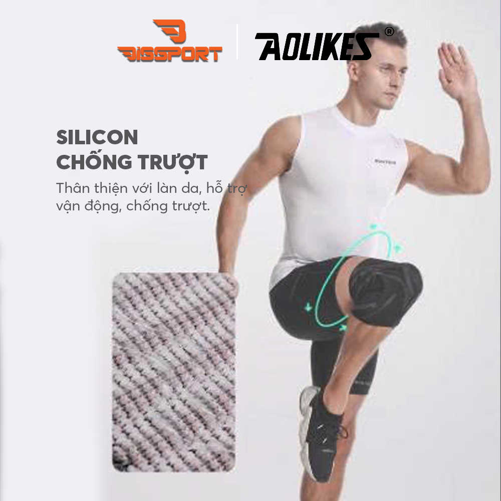 Bó Gối Thun Thể Thao Aolikes HX-7730 Chính Hãng - Bảo Vệ Khớp Gối, Hỗ Trợ Tập Luyện - Chống Đau Co Giãn - Tiện Lợi