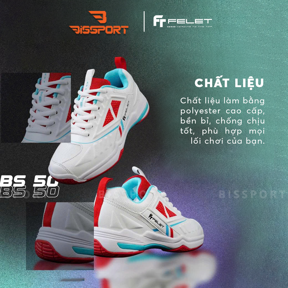 Giày Cầu Lông FELET BS51 Đen Trắng Chính Hãng – Ổn Định, Êm Và Linh Hoạt Trên Sân - Giảm Chấn Cho Chân - Thoáng Khí