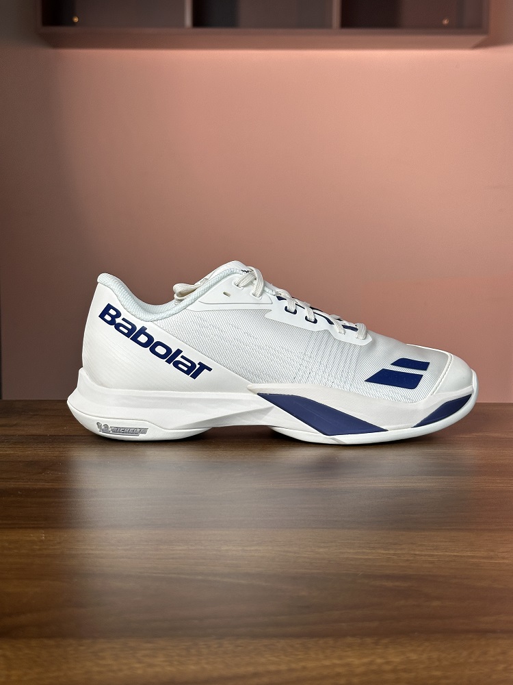 Giày Pickleball/Tennis BABOLAT JET MACH 4 ALL COURT MEN Trắng Xanh Chính Hãng - Đế Siêu Bám - Siêu Bền - Di Chuyển Linh Hoạt
