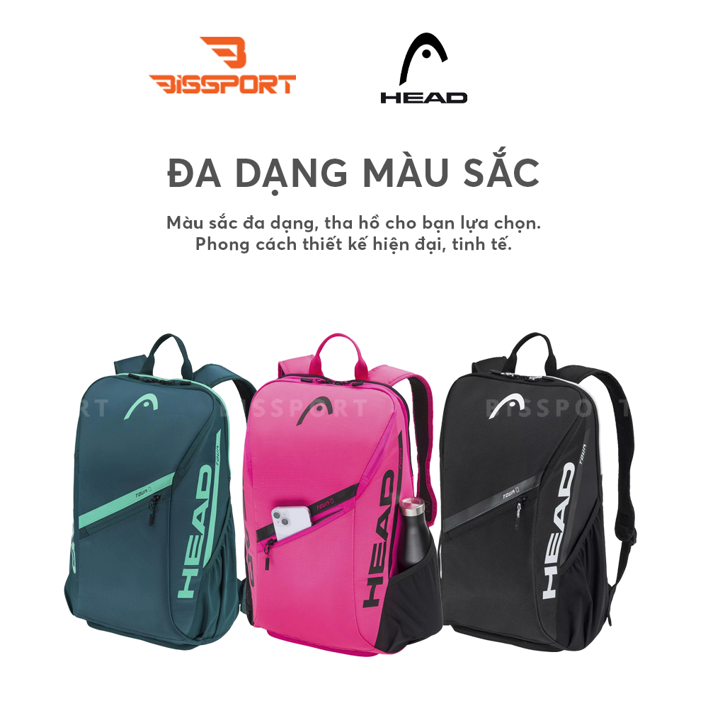 Balo Pickleball HEAD Backpack Tour 25L Chính Hãng - Đen - Gọn - Đa Năng - Tiện Dụng - Bền Bỉ - Chắc Chắn - Dày Dặn