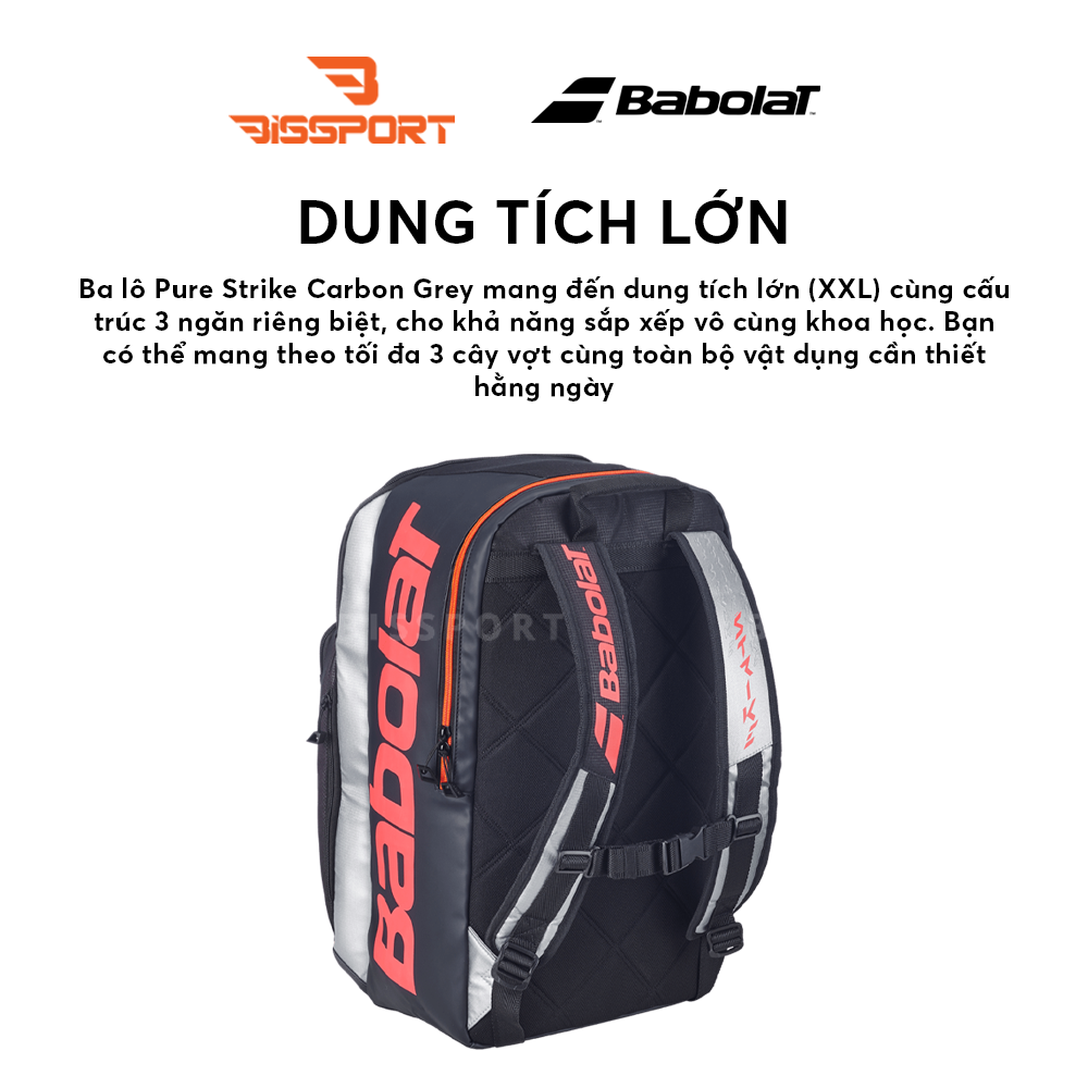 Balo Pickleball / Tennis Babolat Pure Strike OFF Carbon Gray Chính Hãng - Tiên Lợi - Đa Dụng - Chắc Chắn - Bền Bỉ
