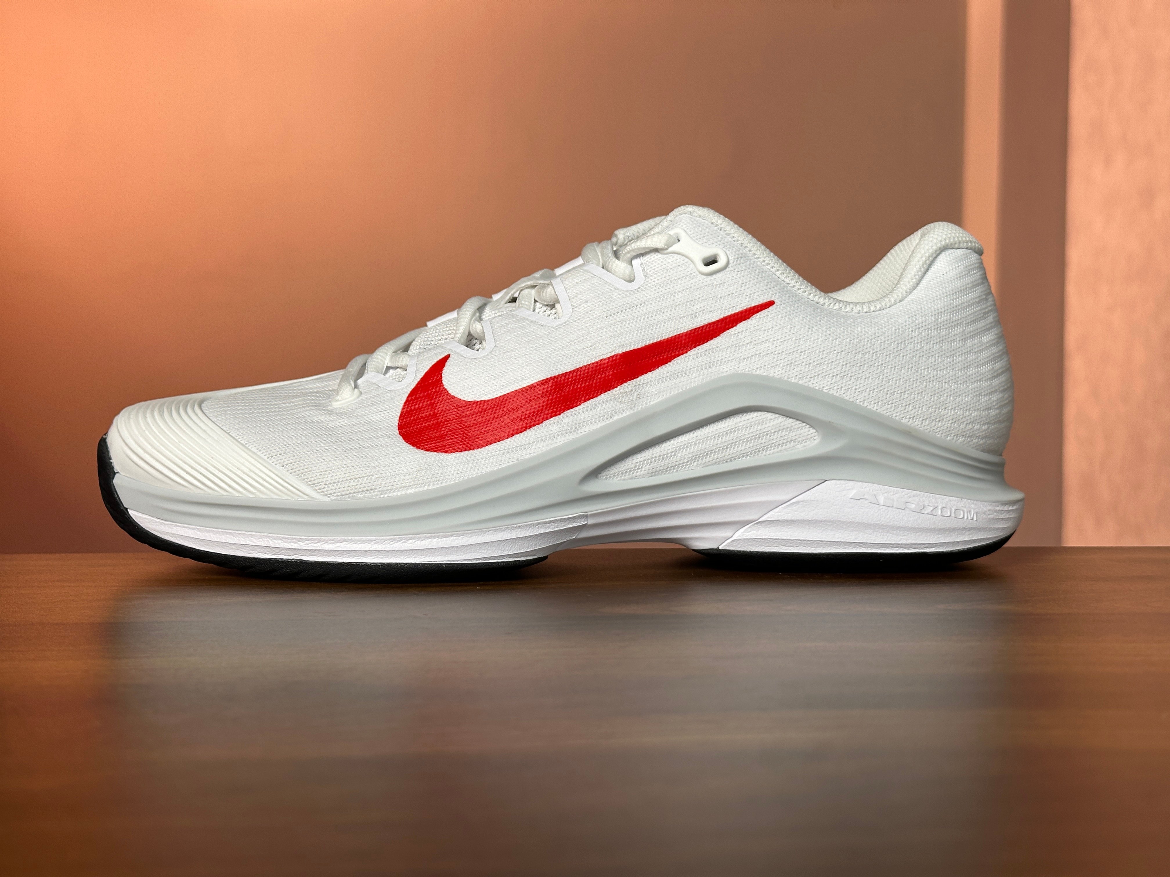 Giày Pickleball Nike Air Zoom Vapor 12 FV5552-109 Chính Hãng – Trắng Đỏ - Nhẹ, Êm, Tốc Độ Cao, Bám Sân Tốt