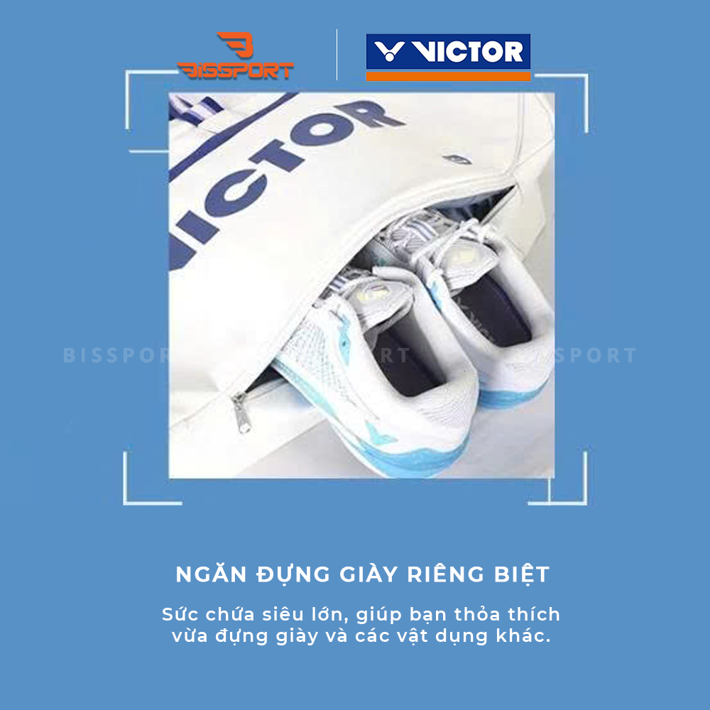 Túi Cầu Lông Victor 5618A Trắng Chính Hãng - Thiết Kế Hiện Đại, Sức Chứa Rộng Rãi - Bền Bỉ - Tiện Lợi - Nhẹ