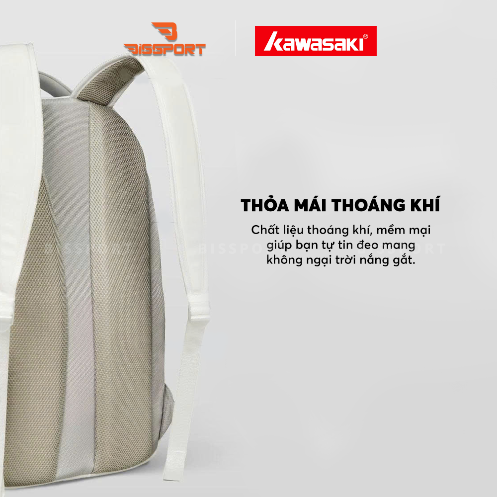 Balo Cầu Lông Kawasaki D8281 Chính Hãng - Trắng - Tiện Dụng - Bền - Chắc Chắn - Nhẹ - Ổn Định - Có Ngắn Đựng Vợt Riêng
